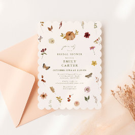 Invitación Scalloped Rustic Pumpkin Floral Bridal