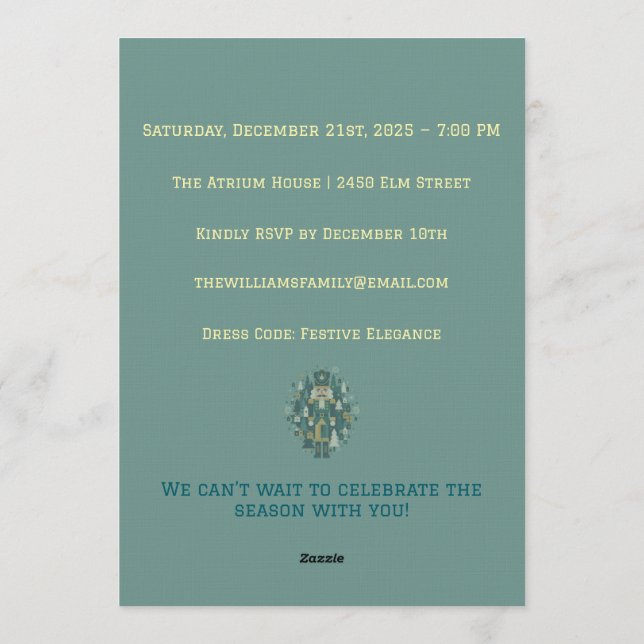 Invitación Scandinavian Christmas Nutcracker (Reverso)
