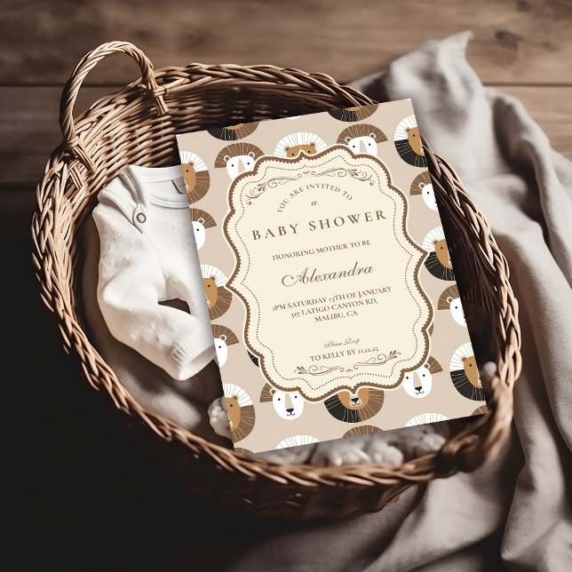Invitación Scandinavian Safari Lion Baby Shower (Subido por el creador)