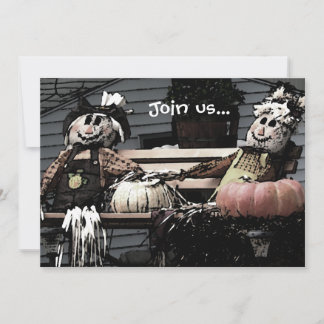 Invitación Scarecrows Pumpkins Autumn Picture