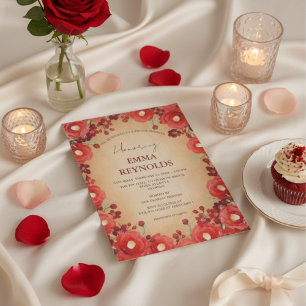 Invitación Scarlet Camellia Cherry Blossom Bridal Shower