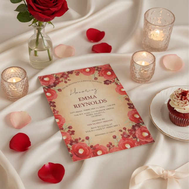 Invitación Scarlet Camellia Cherry Blossom Bridal Shower (Subido por el creador)