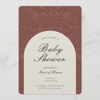 Invitación Scarlet Traditional Floral Arts and Crafts Shower