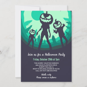 Invitación Scary Bumkin Zombies Fiesta Halloween