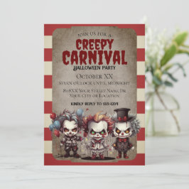 Invitación Scary Clowys Fiesta del Carnaval de Halloween