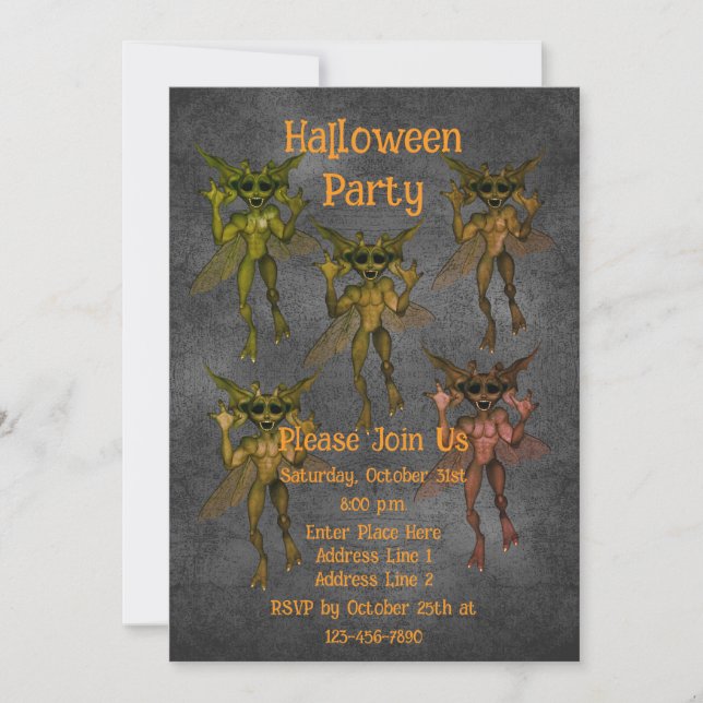 Invitación Scary Goblins Halloween (Anverso)