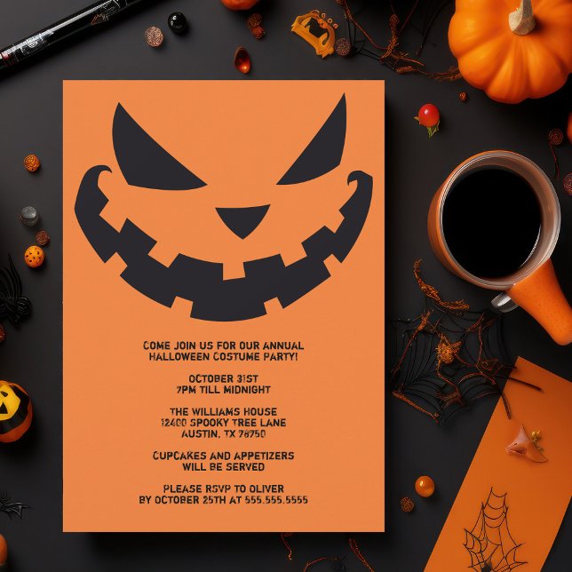 Invitación Scary Jack O Lantern Personalizado Naranja Hallowe (Subido por el creador)