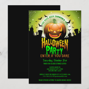Invitación Scary Pumpkin Graveyard Fiesta de disfraces de Hal