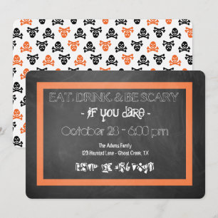 Invitación Scary Skull Chalkboard Invite