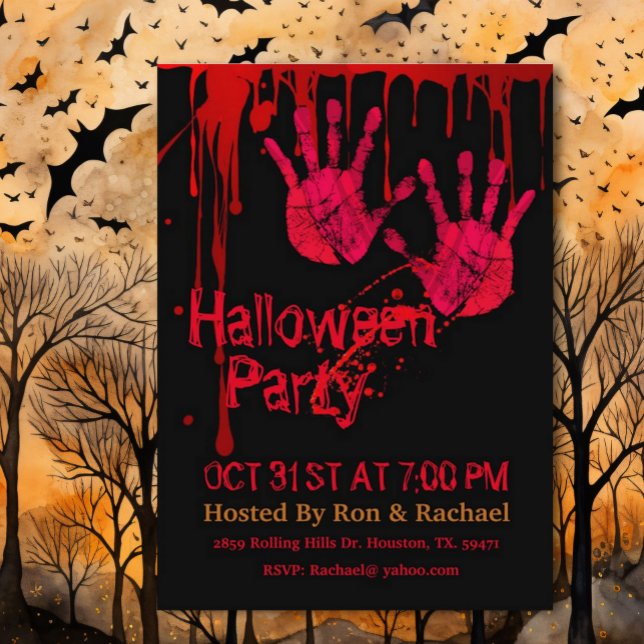 Invitación Scary Spooky Bloody Hands Halloween adulto (Subido por el creador)