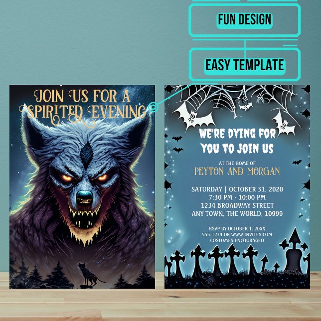Invitación Scary Werewolf Halloween Party (Use these awesome invitations to get your guest in the mood right away. )