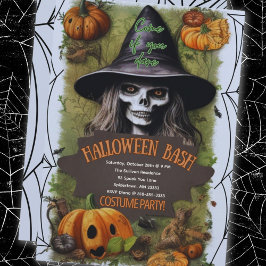 Invitación Scary Witch Halloween Bash Costume Fiesta