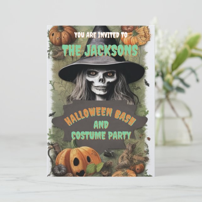 Invitación Scary Witch Halloween Party (Anverso de pie)