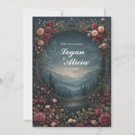 Invitación Scenic Alpine Landscape Mauve Floral Oval Wedding