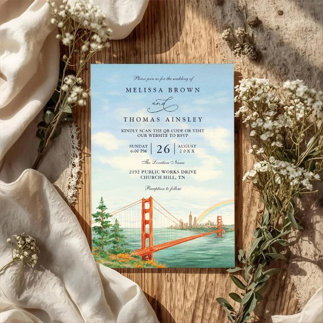 Invitación Scenic San Francisco Destination QR Code Wedding (Subido por el creador)