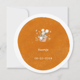 Invitación Schattig baby muisje op geel / oranje achtergrond