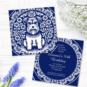 Invitación Schnauzer o Norfolk Terrier encantan el arte folcl