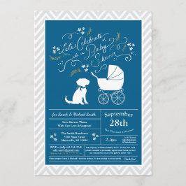 Invitación Schnoodle Dog Baby Shower Boy Blue