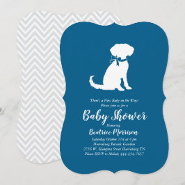 Invitación Schnoodle Dog Baby Shower Boy Blue