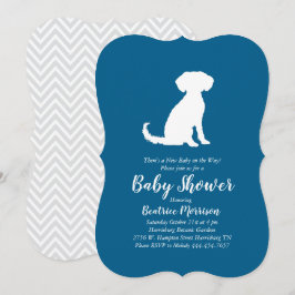 Invitación Schnoodle Dog Baby Shower Boy Blue
