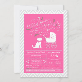 Invitación Schnoodle Dog Chica Baby Shower Pink
