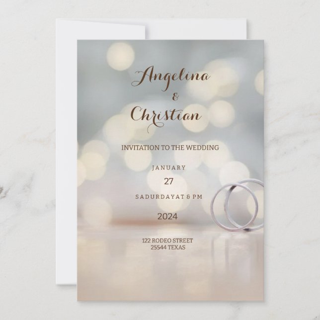 Invitación Schöne Ehering Hochzeitseinladung Karte (Anverso)
