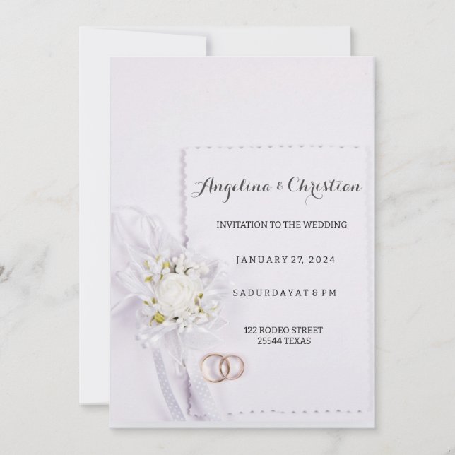 Invitación Schöne Ehering Hochzeitseinladung Karte (Anverso)