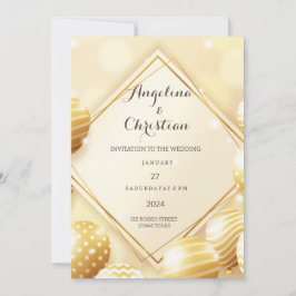 Invitación Schöne Goldige Hochzeitseinladung Karte