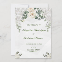 Invitación Schöne weise Rosen Hochzeitseinladung Karte