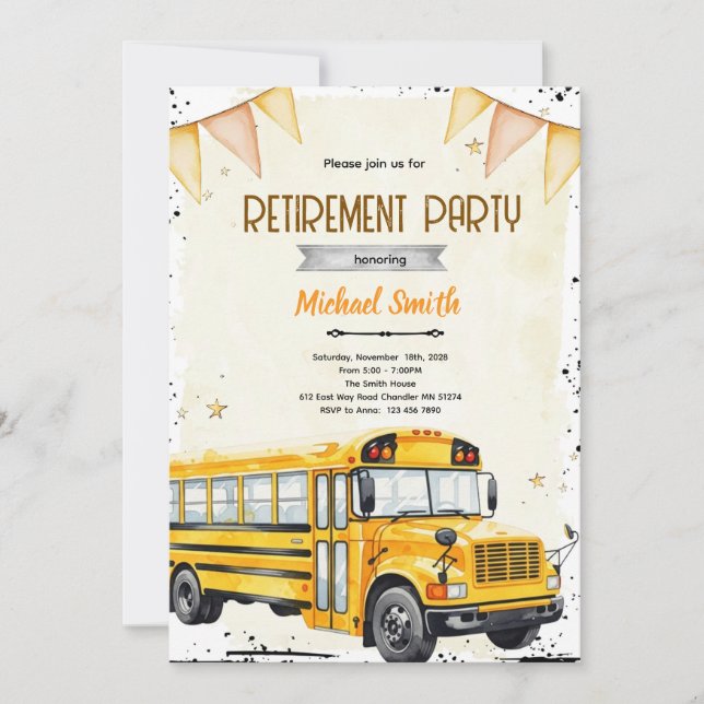 Invitación School bus driver retirement invitation (Anverso)
