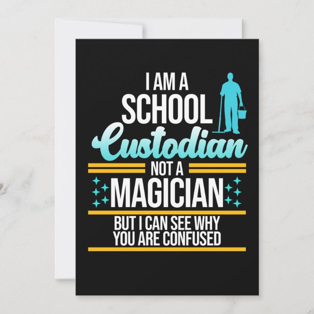 Invitación School Custodian Magician Caretaker Janitor Graphi (Anverso)