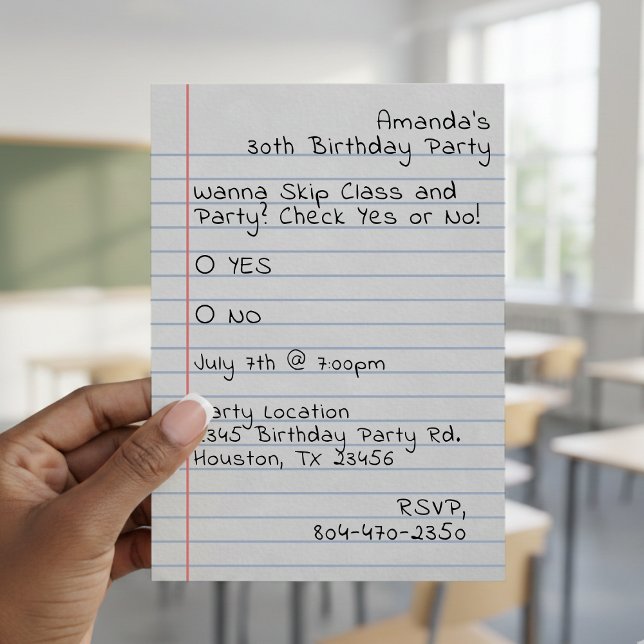 Invitación School Days Check Yes or No Notepaper Birthday (Subido por el creador)