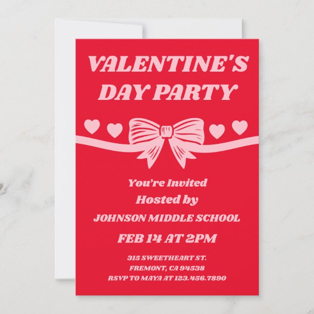 Invitación School Valentine’s Day Party (Anverso)