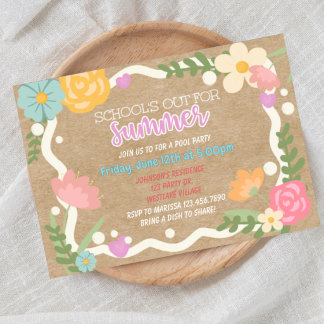 Invitación School's out, Summer party, Class party, 