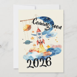 Invitación Schwangerschaft verkünden 2026 Rakete Weltraum 