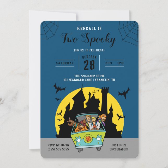 Invitación Scooby-Doo | Cumpleaños de dos Fantasmas Halloween (Anverso)