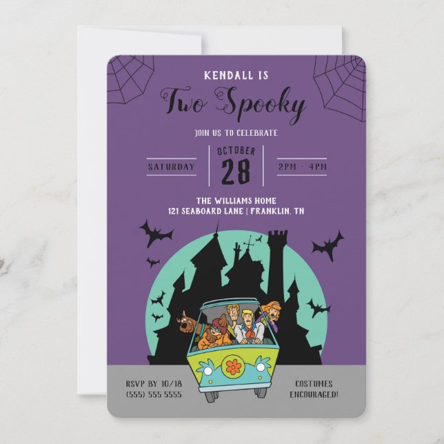 Invitación Scooby-Doo | Cumpleaños de dos Fantasmas Halloween (Anverso)