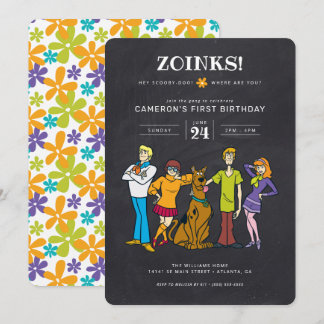 Invitación Scooby-Doo y el cumpleaños de Gang Groovy Chalkboa