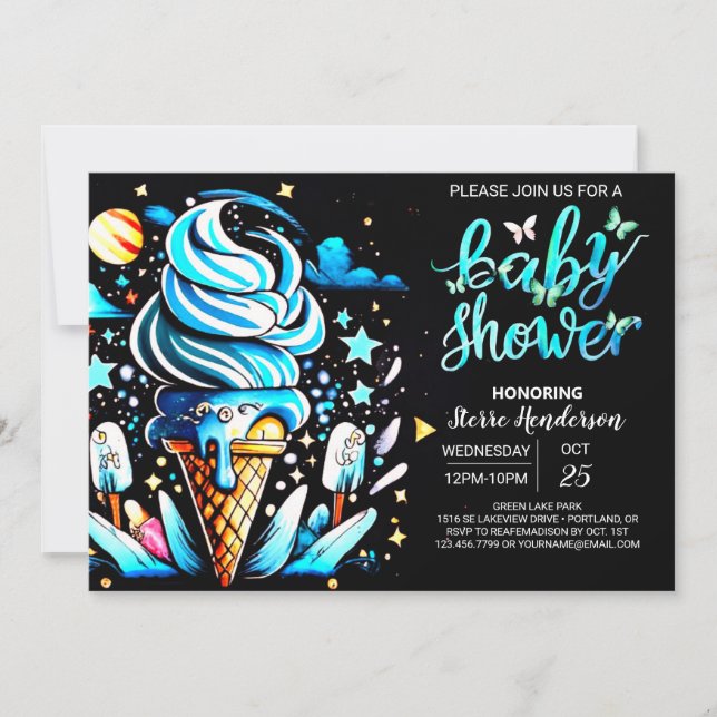 Invitación Scoop Ice Cream Boy Baby Shower (Anverso)