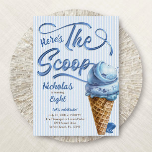 Invitación Scoop Ice Cream Boys a cualquier edad Cumpleaños