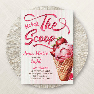 Invitación Scoop Ice Cream Chicas de cualquier edad Cumpleaño