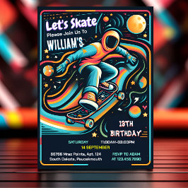 Invitación Scooter Jump Zone Skateboarding 13 cumpleaños