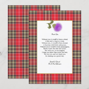 Invitación Scotch Clan Tartan Boda Poem Gracias