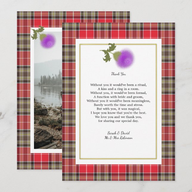 Invitación Scotch Clan Tartan Boda Poem Gracias Foto (Anverso / Reverso)