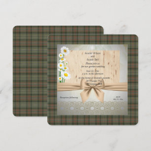 Invitación Scott Green Weathered Tartan Garden Wedding