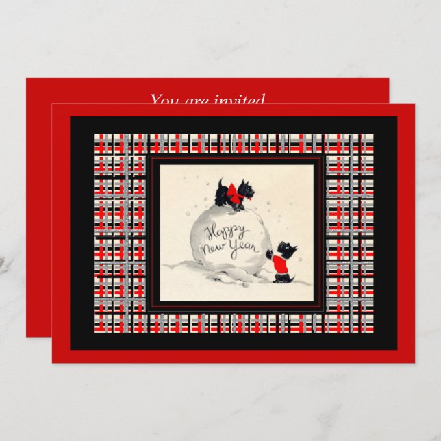 Invitación Scottie Dog New Years open house (Anverso / Reverso)