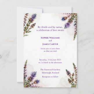Invitación Scottish Watercolour Thistle Wedding Invitation