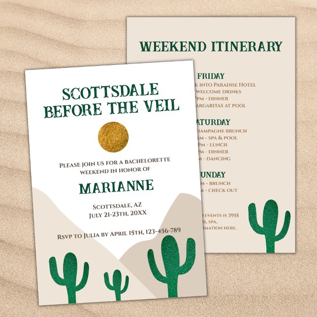 Invitación Scottsdale Antes Del Veil Cactus Bachelorette (scottsdale before the veil bachelorette weekend invitation cactus desert mountains)