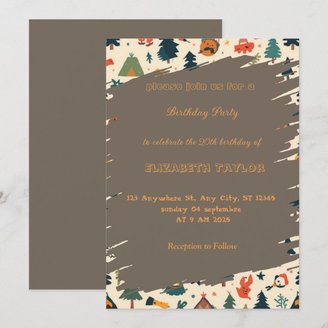 Invitación scout Camping party birthday invitation (Anverso / Reverso)