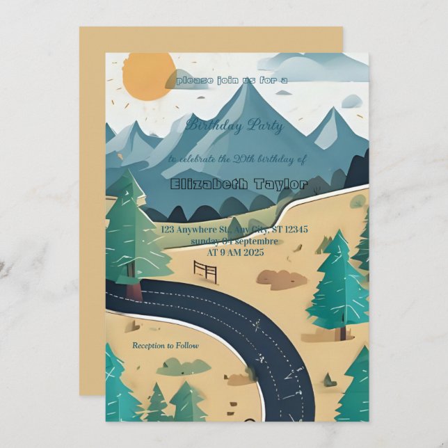 Invitación scout Camping party birthday  invitation (Anverso / Reverso)